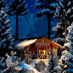 Busch 1085 Winterhütte mit Beleuchtung