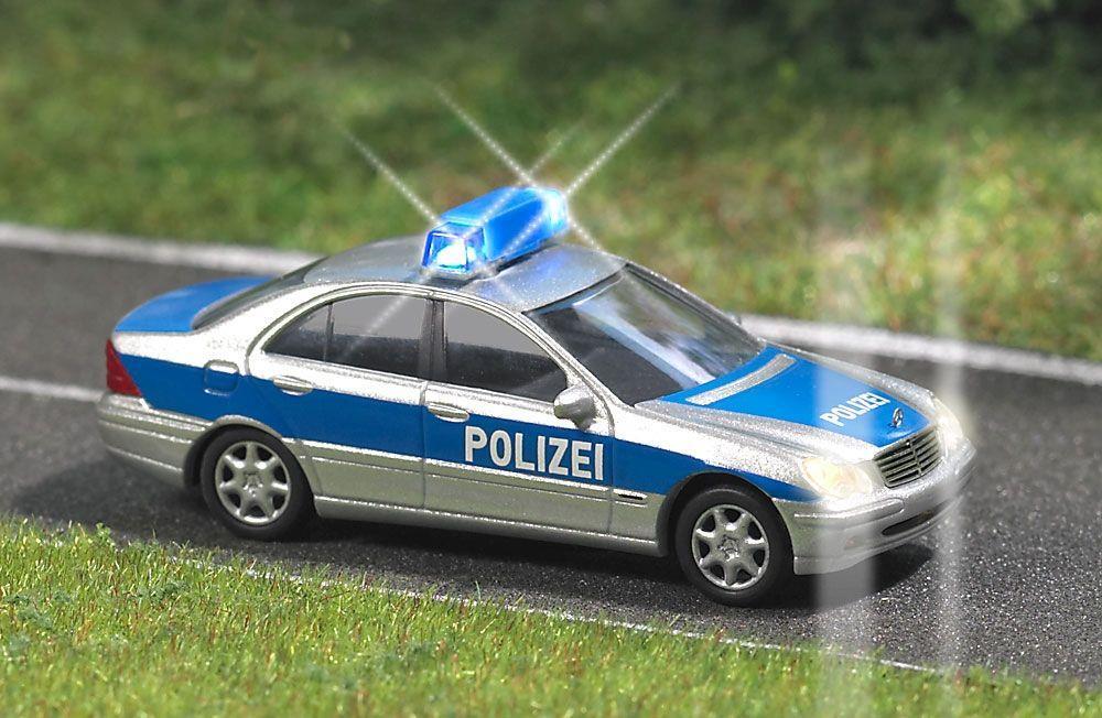 Busch 5615 Mercedes Polizei - mit Blaulichtbalken und elektronischer Blinkschaltung