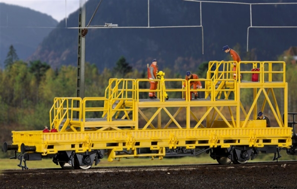 Kibri 26262 H0 Niederbordwagen mit Arbeitsbühne GleisBau,Fertigmodell