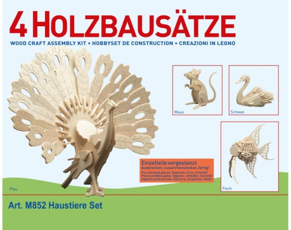 Pebaro M852 Holzbausatz 4 x Haustiere