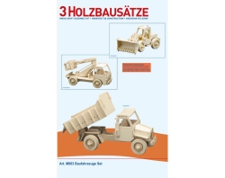 Pebaro M863 Holzbausatz 3 x Baufahrzeuge