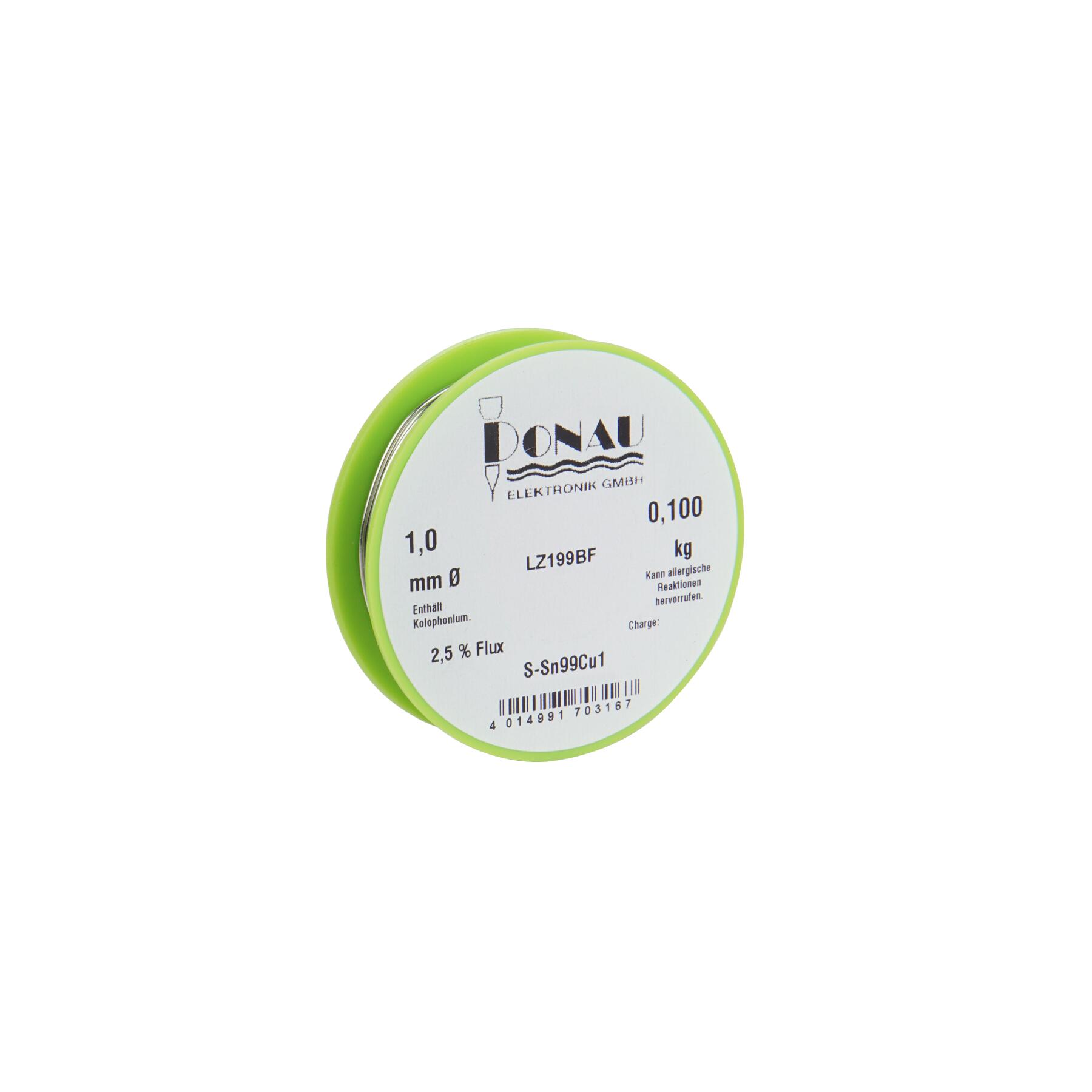 LZ199BF - Lötzinn bleifrei Sn99 Ø 1 mm Spule 100 g