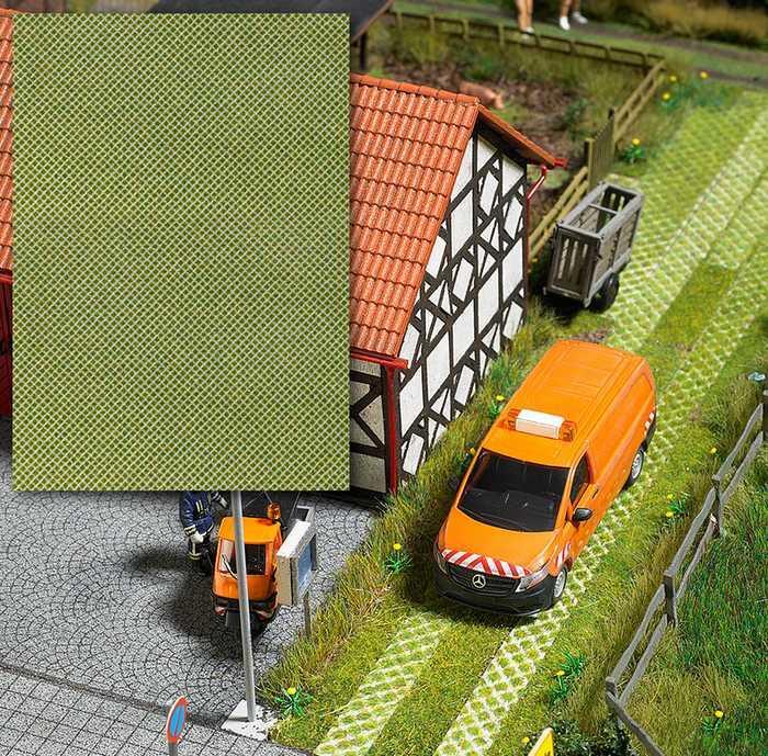Busch 7430 3-D-Dekorplatte -Rasengittersteine-