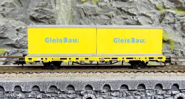 Kibri 26268 H0 Niederbordwagen mit 2 Containern GleisBau,Fertigmodell