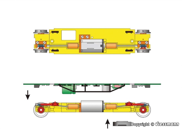 Viessmann 2315 H0 Niederbordwagen mit Antrieb, gelb,Funktionsmodell für Zweileitersysteme