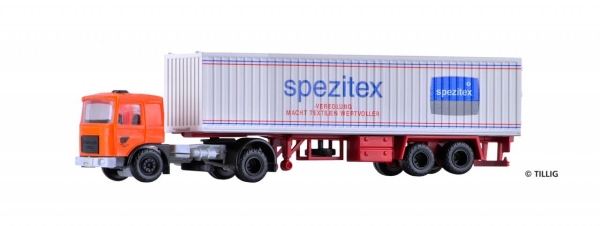 Tillig 08713 LKW ROMAN mit Kofferauflieger "Spezitex / VEB Kraftverk. Mei?en"