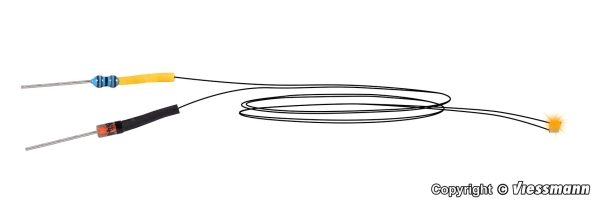 Viessmann 3561 LED gelb mit angelöteten Kabeln, 5 Stück