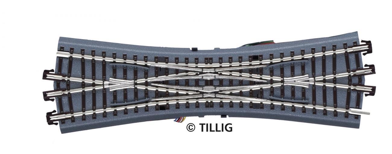 Tillig 83791 Bettungsgleis braun Doppelkreuzungsweiche mit Antrieb