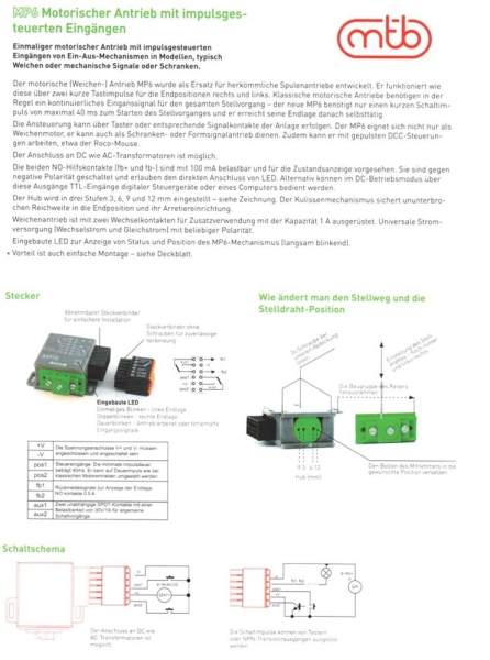 MTB MP6 Motorischer Weichenantrieb - Unterflur für Tastenimpuls