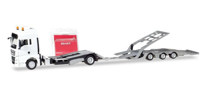 Herpa 013529 MiniKit: MAN TGX XXL LKW-Transporter-Hängerzug, weiß