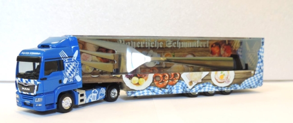 Herpa 930765 MAN TGS LX Euro6 Koffersattelzug Bayerische Schmankerl Bayern 2017