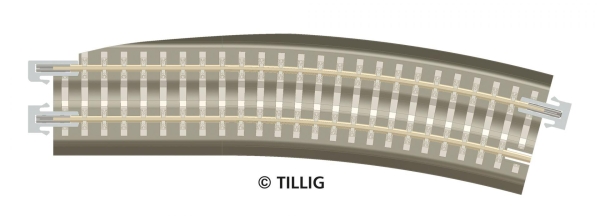 Tillig 83785 Bettungsgleis braun BG3-BR12kre: Gebogenes Pass-St?ck, rechts, R 353 mm