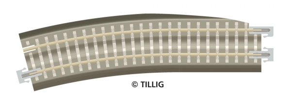 Tillig 83786 Bettungsgleis braun BG3-BR12kli: Gebogenes Pass-St?ck, links, R 353 mm