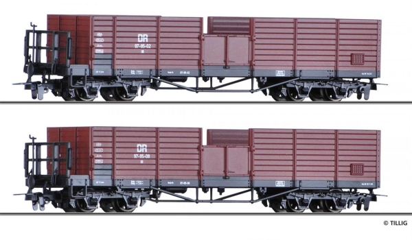 Tillig 05924 Güterwagenset der DR, bestehend aus zwei offenen G?terwagen OO, Ep. III