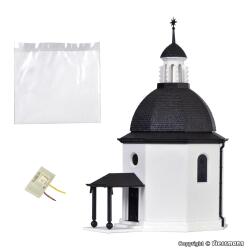 Vollmer 42412 Stille-Nacht-Gedächtniskapelle mit LED-Beleuchtung und Kunstschnee, Funktionsbausatz