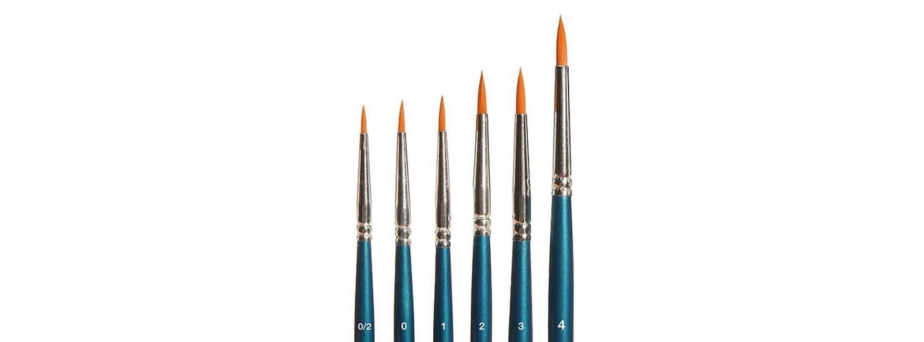 Faller 172151 Pinsel-Set, 6 Rundpinsel, Holzgriff und Aluminium Zwinge. Größen 0/2, 0, 1, 2, 3, 4