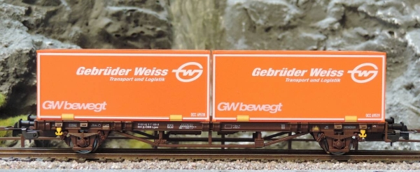 Piko 58779 Containertragwagen 2x20 Container "Gebr?der Weiss" ?BB