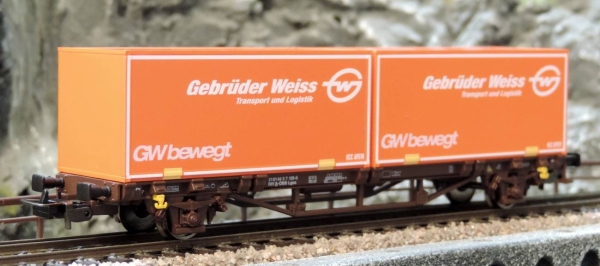 Piko 58779 Containertragwagen 2x20 Container "Gebr?der Weiss" ?BB