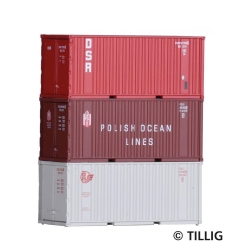 Tillig 07707 Container-Set mit drei 20‘-Containern