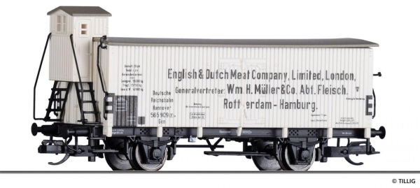 Tillig 17399 K?hlwagen ?English & Dutch Meat Company?, eingestellt bei der DRG, Epoche II