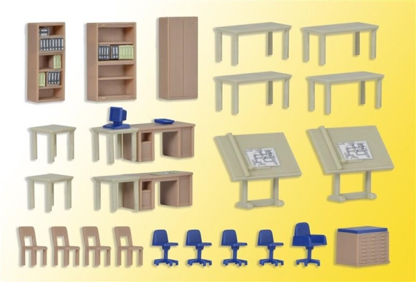Kibri 38655 H0 Deko-Set Möbel für technisches Büro