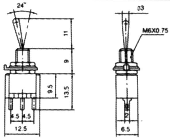 Miniatur-Kippschalter McPower, 250V/3A, 3-polig, 2 Stellungen