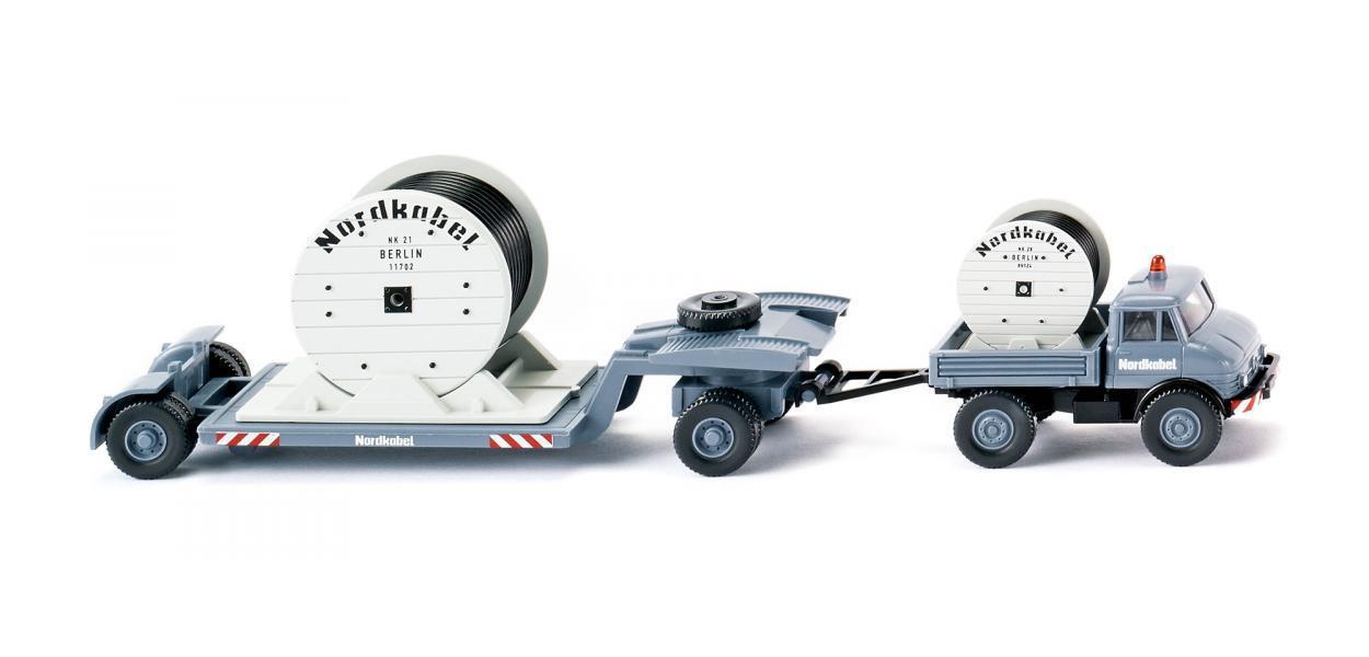 Wiking 050202 Tiefladehängerzug (Unimog U 406) "Nordkabel"