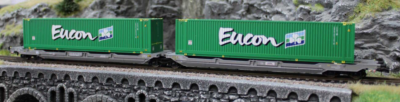 Roco 77398 Doppeltaschen-Gelenkwagen T3000e + Eucon Container