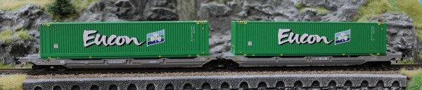 Roco 77398 Doppeltaschen-Gelenkwagen T3000e + Eucon Container