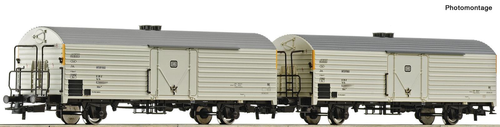 Roco 76034 Wagenset mit zwei Kühlwagen, Gattung Ibbks 398, der Interfrigo eingestellt bei DB