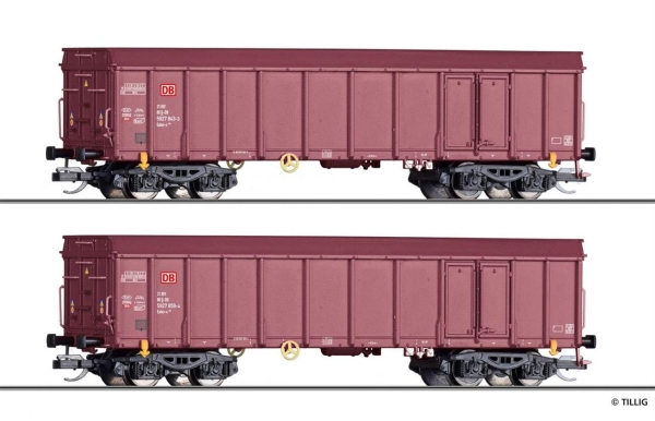 Tillig 01037 Güterwagenset der DB AG, bestehend aus zwei offenen Güterwagen Ealos-x, Ep. VI -FORMVARIANTE-