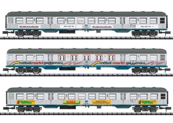 Minitrix 18213 Personenwagen-Set Silberlinge mit Werbung