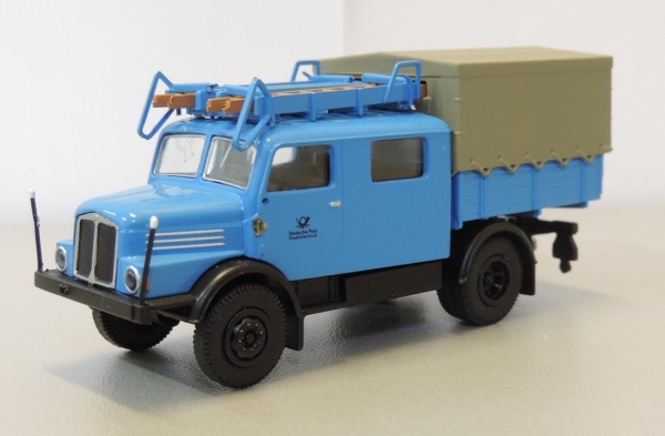 Brekina 71757 IFA S 4000-1 Bautruppwagen blau, 1960, Deutsche Post Studiotechnik,