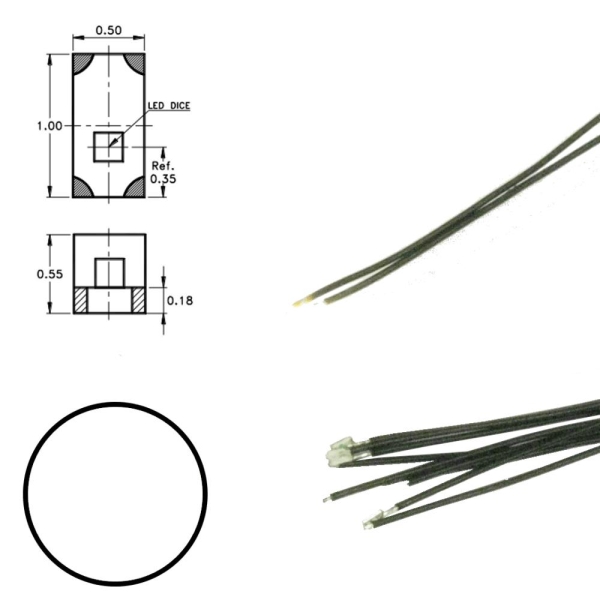 Digikeijs DR60093 Mini LED  weiß mit Kabel - 5 Stück