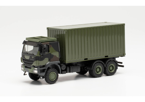 Herpa 746793 Iveco Trakker 6x6 mit 20 ft. Container Flecktarndesign "Bundeswehr"