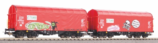 Piko  58257 2er Set Schiebeplanenwagen Shimmns mit Graffiti Caib NS