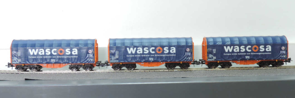 Roco 76009 3-tlg. Set: Schiebeplanenwagen, Wascosa