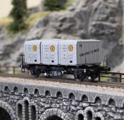 Brawa 50596 Behältertragwagen BTs 30 der DB, mit Ekrt 212 "Von Haus zu Haus Zündapp"