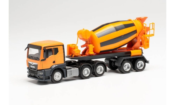 Herpa 314640 MAN TGS TN Betonmischer-Sattelzug, kommunalorange