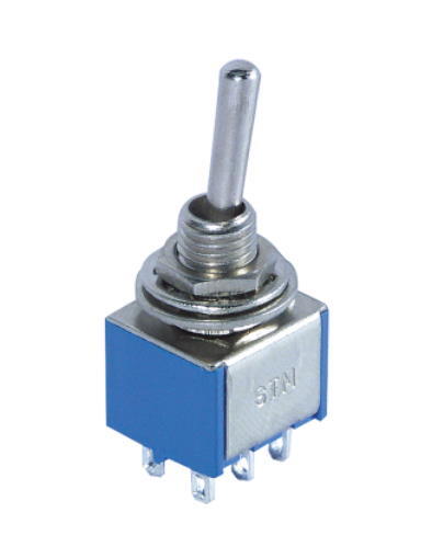 Miniatur-Kippschalter 250V/3A, 6-polig, 2 Stellungen: EIN / EIN