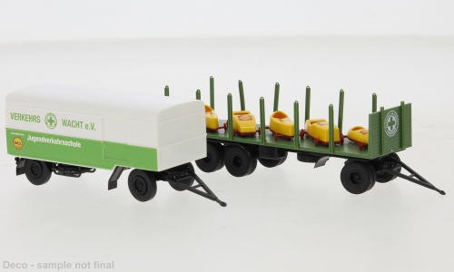 Brekina 90491 Set 2 Anhänger mit Ladegut 1965, Verkehrswacht e.V. - Jugendverkehrsschule ,