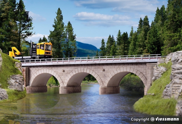 Kibri 39721 Steinbogenbrücke mit Eisbrecherpfeilern gerade,eingleisig