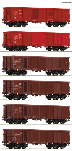Roco 75858 6-teiliger Display: Offene Güterwagen, DB AG
