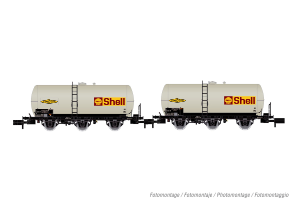 Arnold HN6609 SNCF, 2-teiliger Set 3achs.Kesselwagen Shell Ep.IV