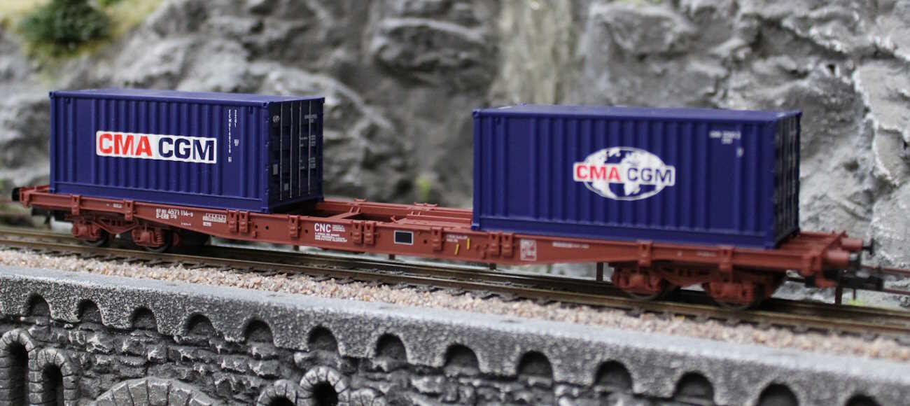 Rivarossi HR6502 Flachwagen Sg beladen mit 2 x 20 Container "CMA CGM"
