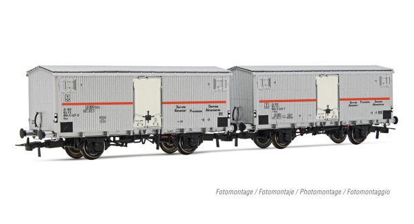 Rivarossi HR6604 FS, 2tlg. Kühlwagenset Ifms, roter Streifen, Ep. IV