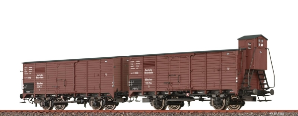 Brawa 49878 Set (2er) Gedeckter Güterwagen G München DRG, Epoche II