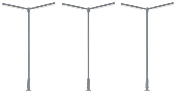 Faller 180122 LED-Kreuzmastleuchte, zweiarmig, kaltweiß, 3 Stück