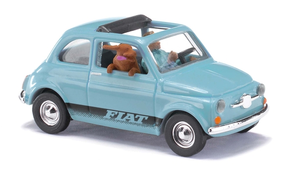 Busch 48735 Fiat 500 m.Fahrer u.Hund