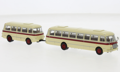 Brekina 58273 JZS Jelcz 043 Bus mit PA 01 beige, dunkelrot, 1964,